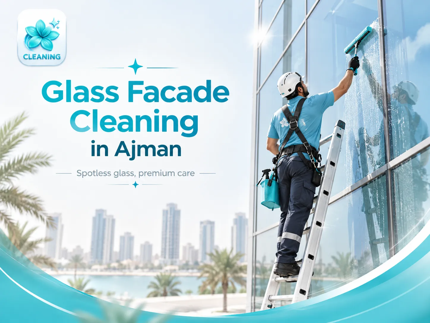 Glass Facade Cleaning in Ajman for villas shops and commercial buildings