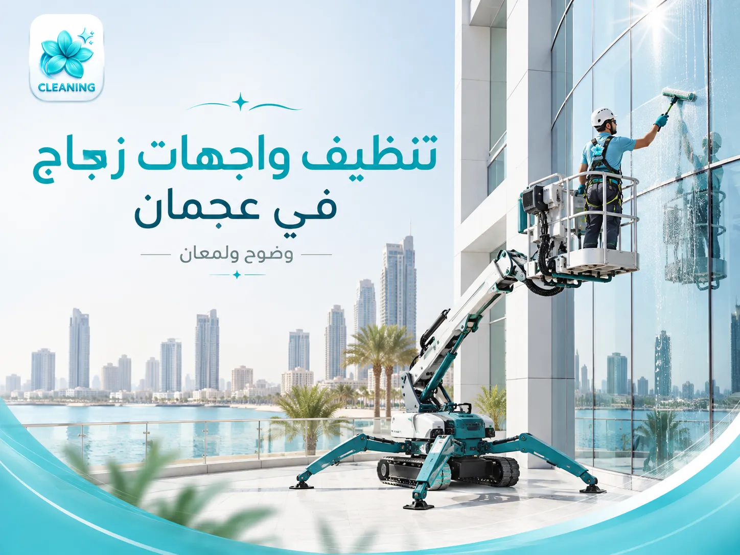 تنظيف واجهات زجاج في عجمان للفلل والمحلات والمباني